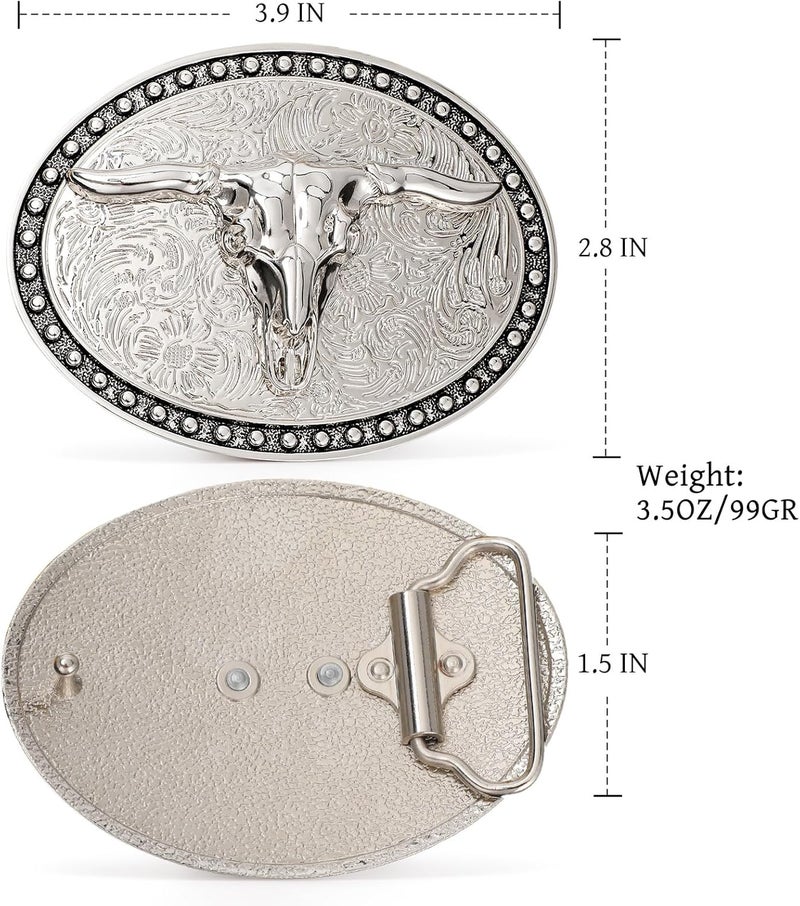Sansths Cowboy Belt Buckle, Western Belt Buckles for Men Women Texas Bull Rodeo Cowgirl Belt Buckle - Image 5
